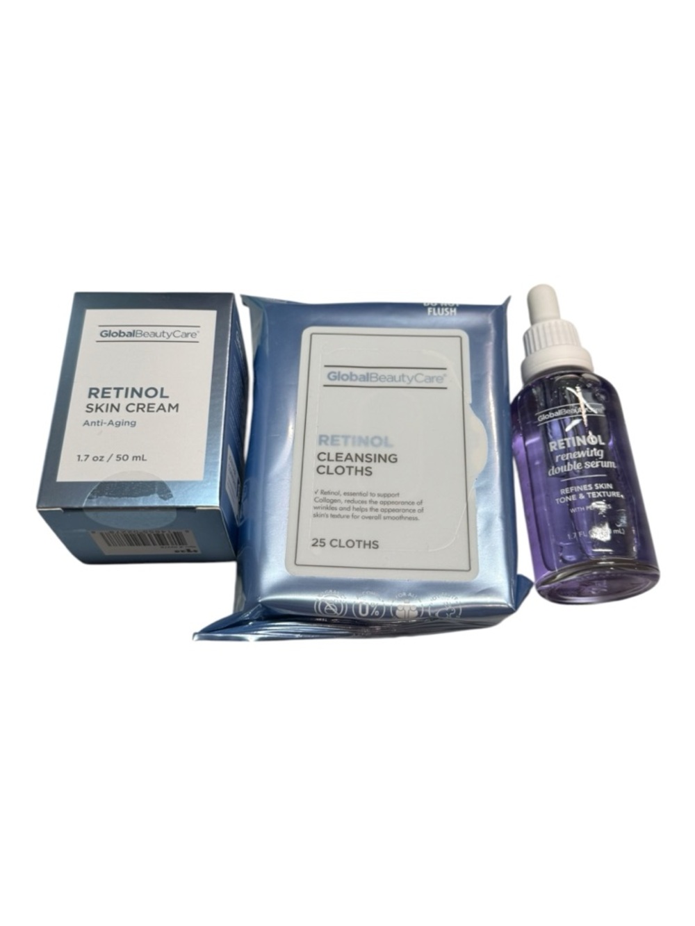 Global Beauty Care Retinol Skincare Set Serum Cream Cleansing Cloths Anti Aging